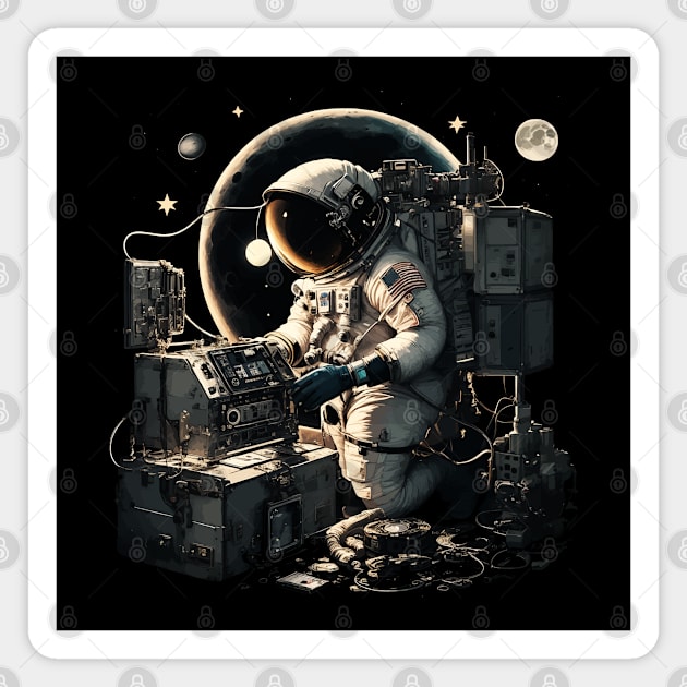 astronaut beatbox Magnet by Lamink